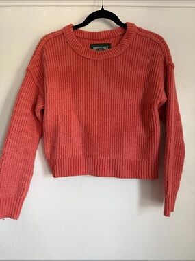 American Eagle Outfitters Coral Ribbed Crewneck Sweater